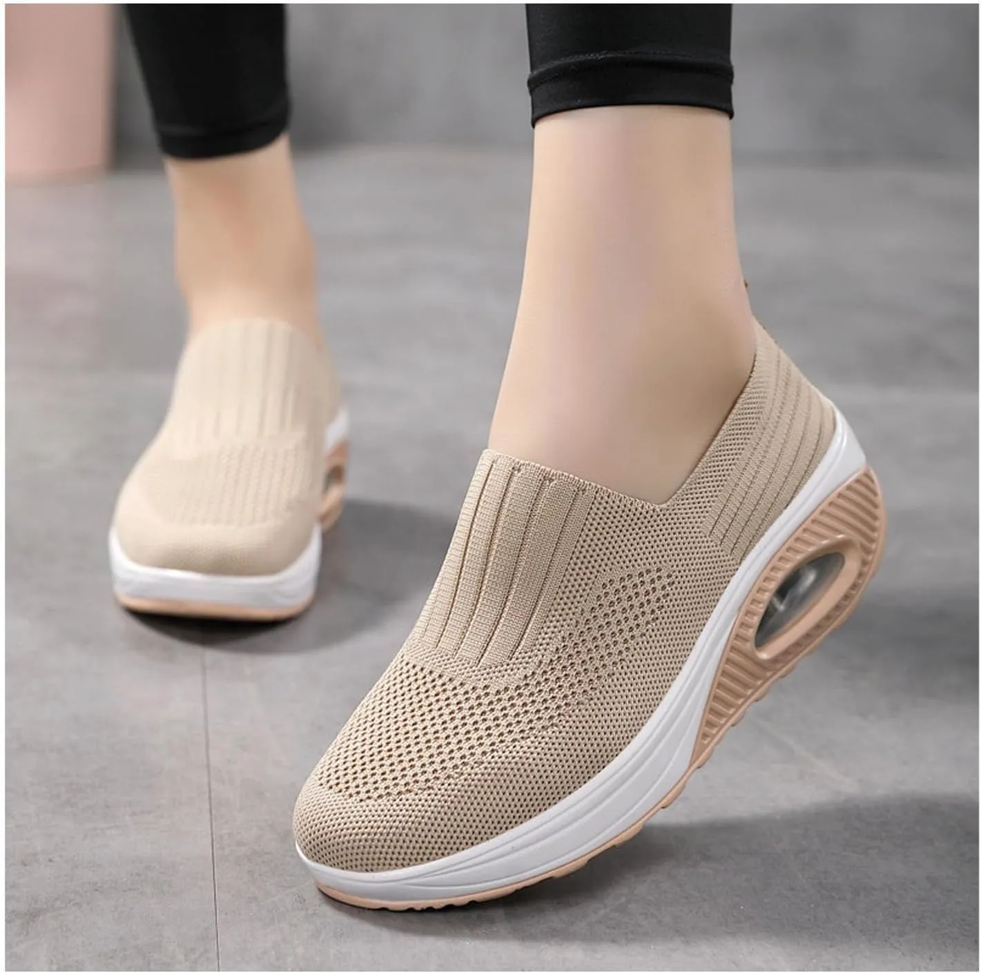 Orthopedic Sneakers for Women Slip-on Light Air Cushion Wedge Walking Shoes Mesh Arch Support Orthopedic Sneakers
