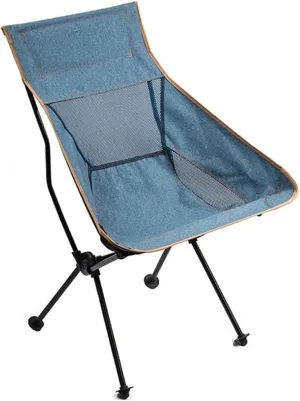 Outdoor Camp Chairs, Fishing Chair Folding Portable Outdoor Leisure Recliner Oxford Cloth Breathable Stool with High Back Lawn Chairs Adults, Blue