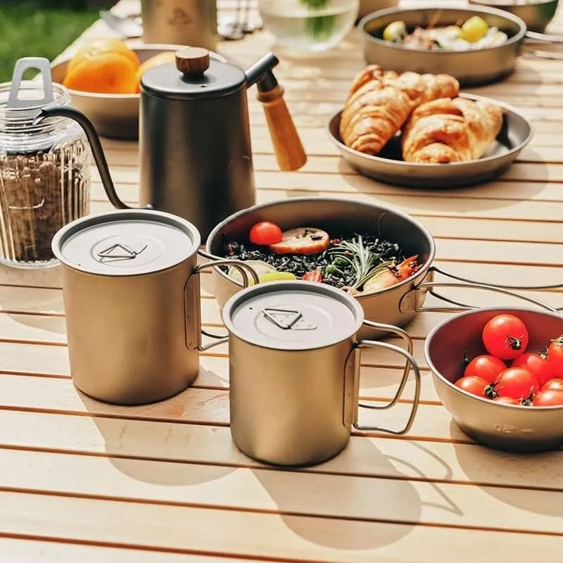 Outdoor camping pure titanium portable water cup camping ultra-light folding cup(600ml)