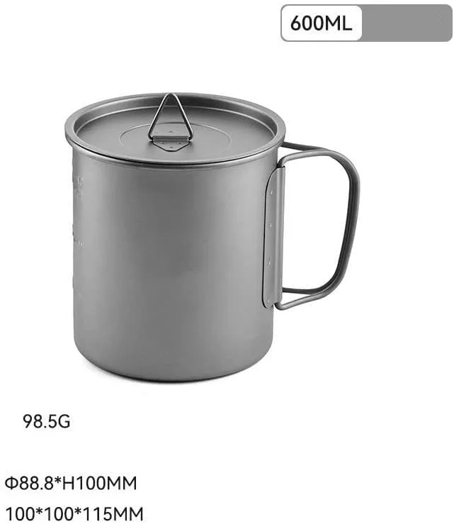 Outdoor camping pure titanium portable water cup camping ultra-light folding cup(600ml)