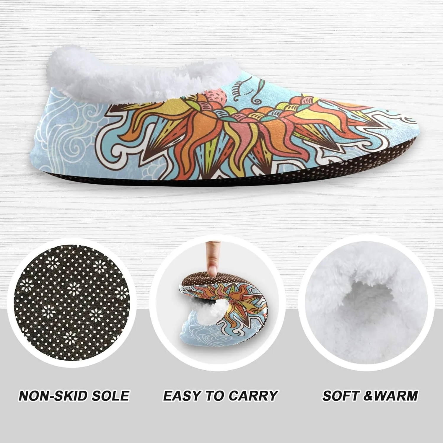 Oyihfvs Unisex Fuzzy House Slippers Memory Foam Warm Slip Shoes Fur Lining M-XXL