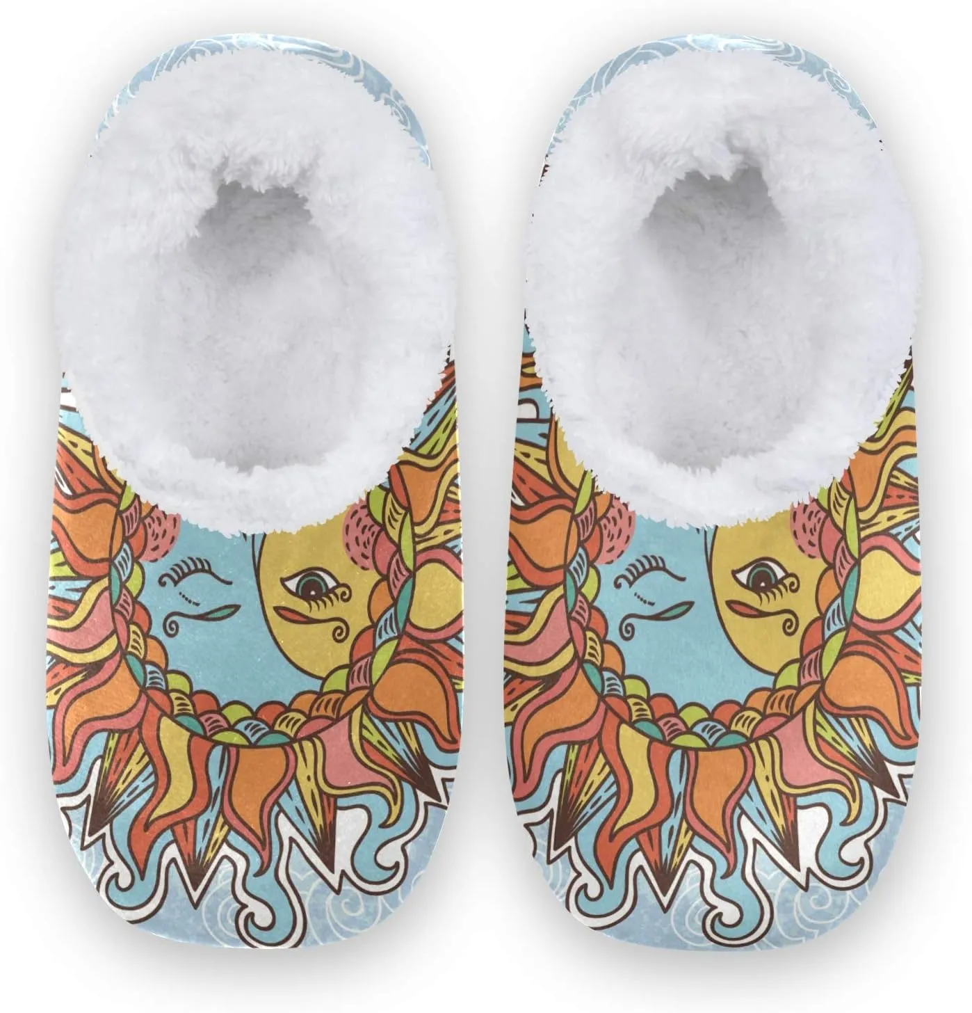 Oyihfvs Unisex Fuzzy House Slippers Memory Foam Warm Slip Shoes Fur Lining M-XXL