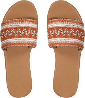OYOANGLE Women's Boho Style Embroidered Flat Sandals Slide Sandals Fashion Flat Sandals Beach Slippers