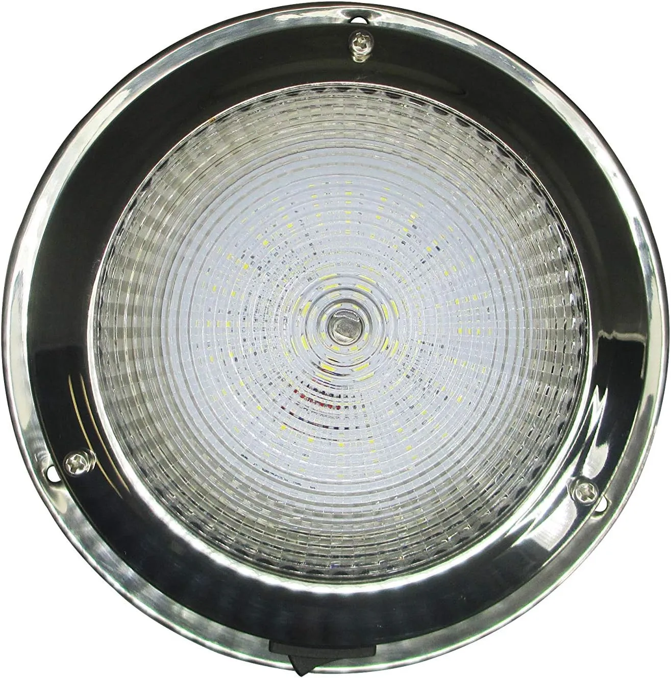 Pactrade Marine Dome Light 12V - 5-Inch Lens, Daylight White LED | Stainless Steel Boat Light with Built-In Rocker Switch, Surface Mount | RV, Trailer, Boat Interior Lights, Marine Lights