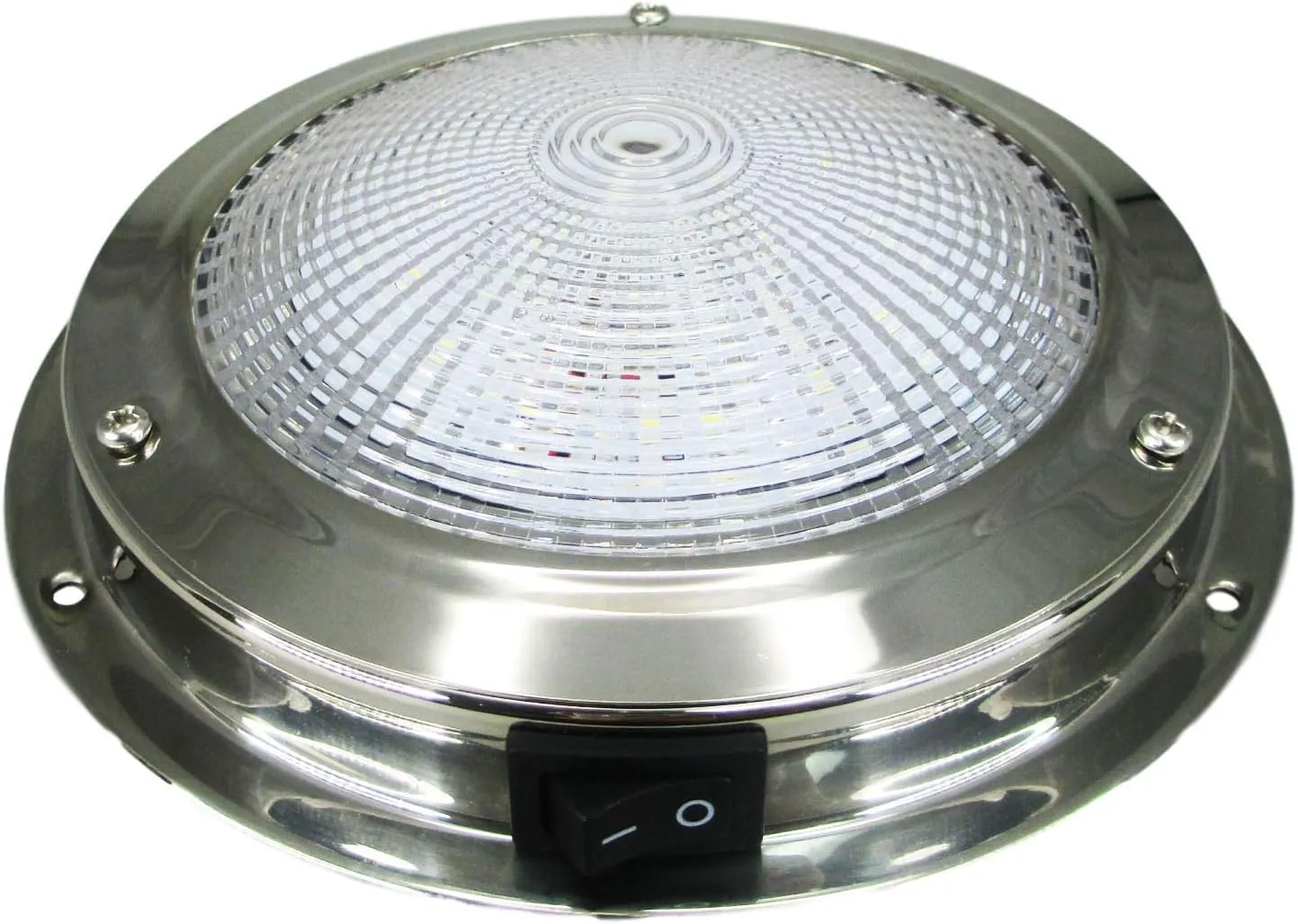Pactrade Marine Dome Light 12V - 5-Inch Lens, Daylight White LED | Stainless Steel Boat Light with Built-In Rocker Switch, Surface Mount | RV, Trailer, Boat Interior Lights, Marine Lights