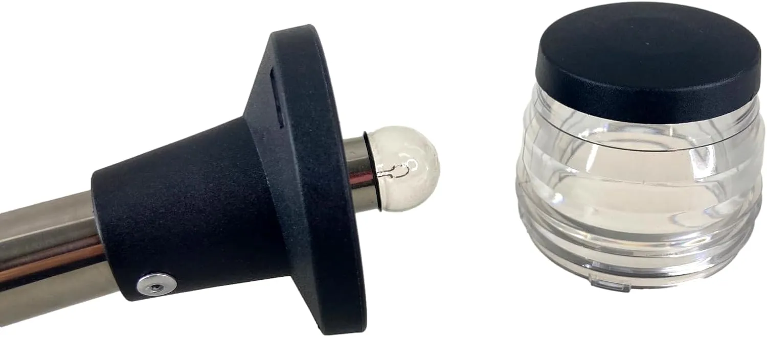 Pactrade Marine Stainless Steel 10" Foldable Warm White All-Round 360 degree Stern Navigation Anchor light Pole Light for Boat, Pontoon, Fishing Boat, Kayak