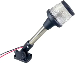 Pactrade Marine Stainless Steel 10" Foldable Warm White All-Round 360 degree Stern Navigation Anchor light Pole Light for Boat, Pontoon, Fishing Boat, Kayak