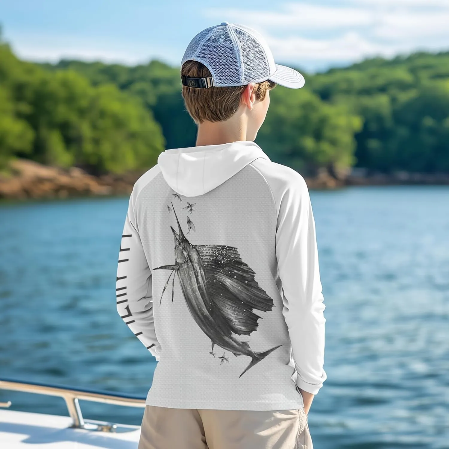 Palmyth Boys Fishing Shirt Youth Hoodie UPF 50  Sun Protection Long Sleeve Hooded Shirts