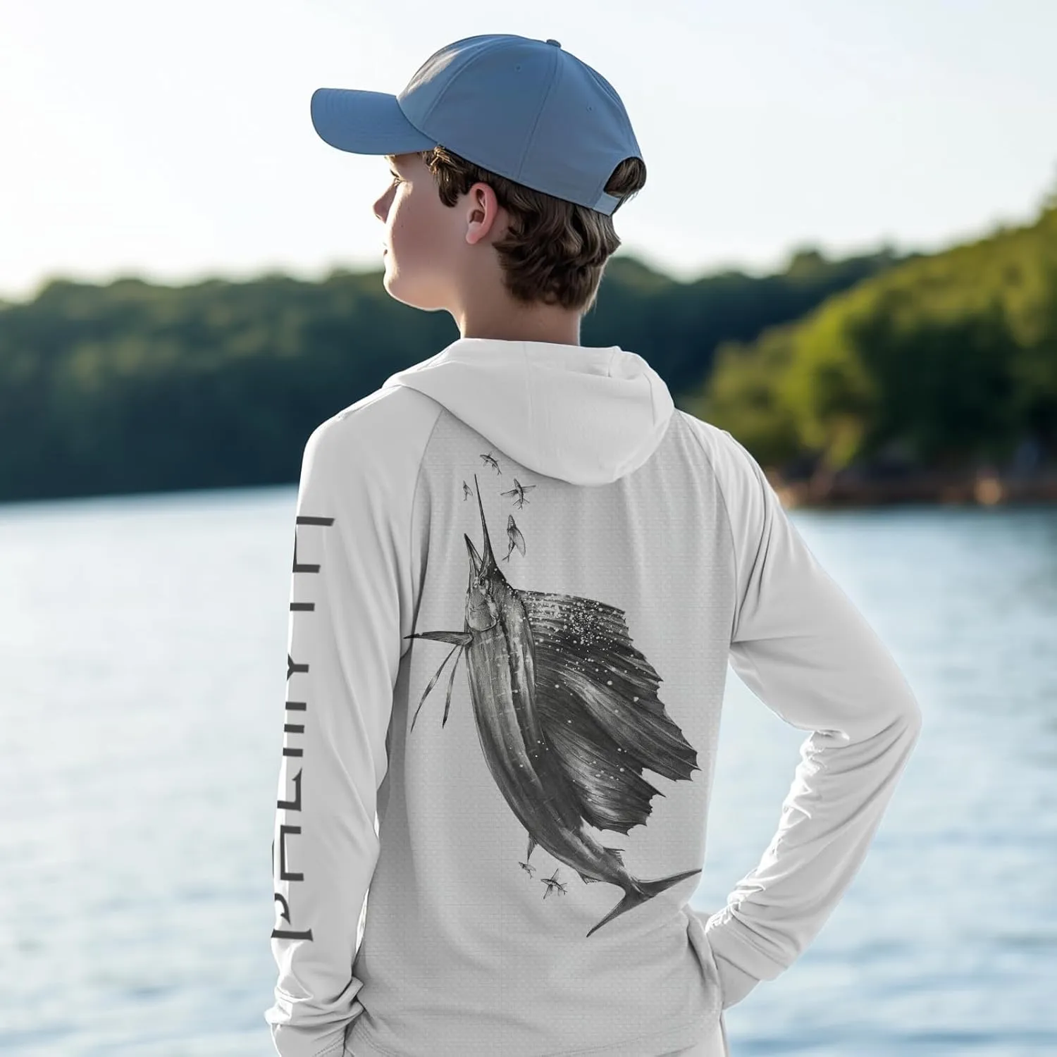 Palmyth Boys Fishing Shirt Youth Hoodie UPF 50  Sun Protection Long Sleeve Hooded Shirts