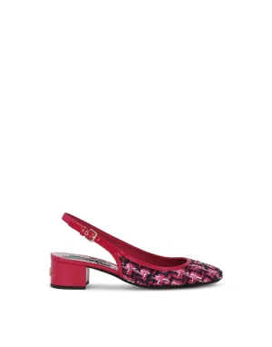 Patent leather and tweed slingbacks with DG logo