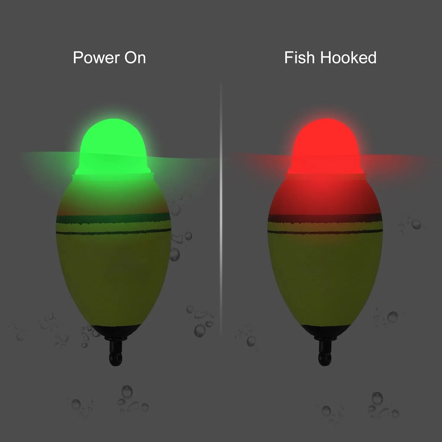 PATIKIL Lighted Fishing Slip Bobber, EVA Green Red LED Light Up Fishing Float for Night Fishing