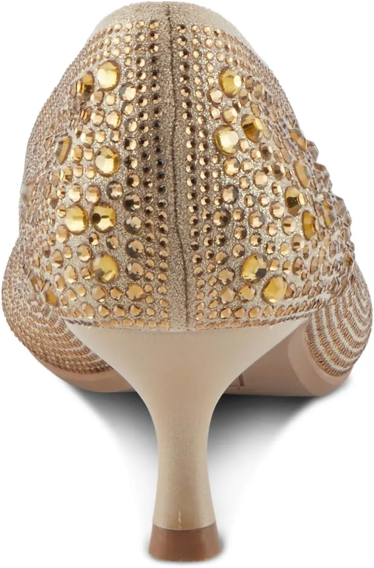 PATRIZIA Women's Tyanna Kitten Heel Pumps with Delicate Crystals, Pointed Toe, and Comfortable Fit