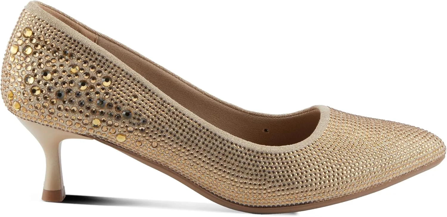 PATRIZIA Women's Tyanna Kitten Heel Pumps with Delicate Crystals, Pointed Toe, and Comfortable Fit