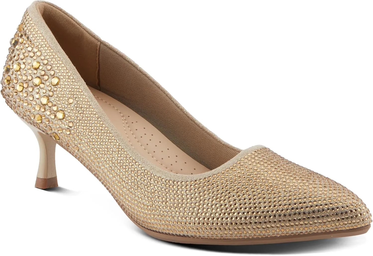PATRIZIA Women's Tyanna Kitten Heel Pumps with Delicate Crystals, Pointed Toe, and Comfortable Fit
