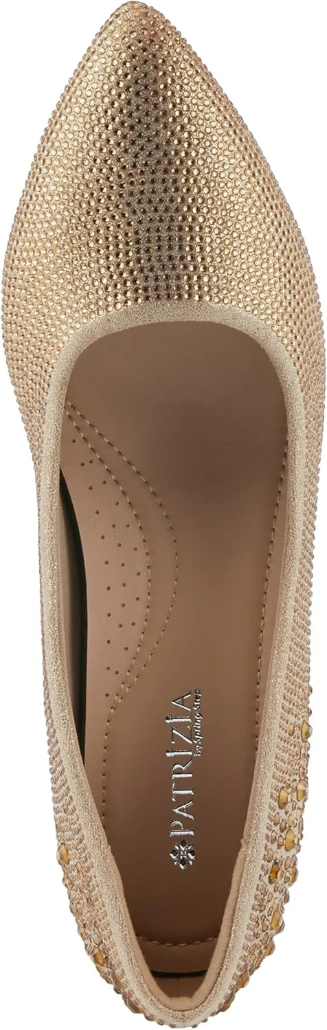 PATRIZIA Women's Tyanna Kitten Heel Pumps with Delicate Crystals, Pointed Toe, and Comfortable Fit