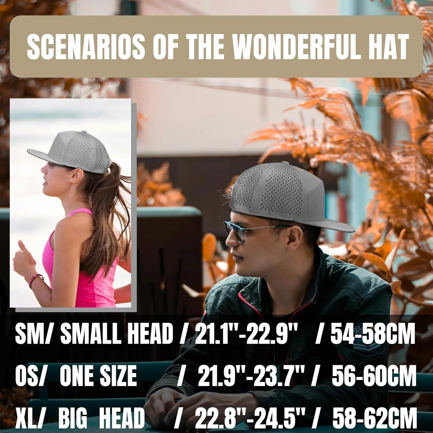 Performance Snapback Hats for Men Women,Flat Bill Cap,Golf,Running,Workout