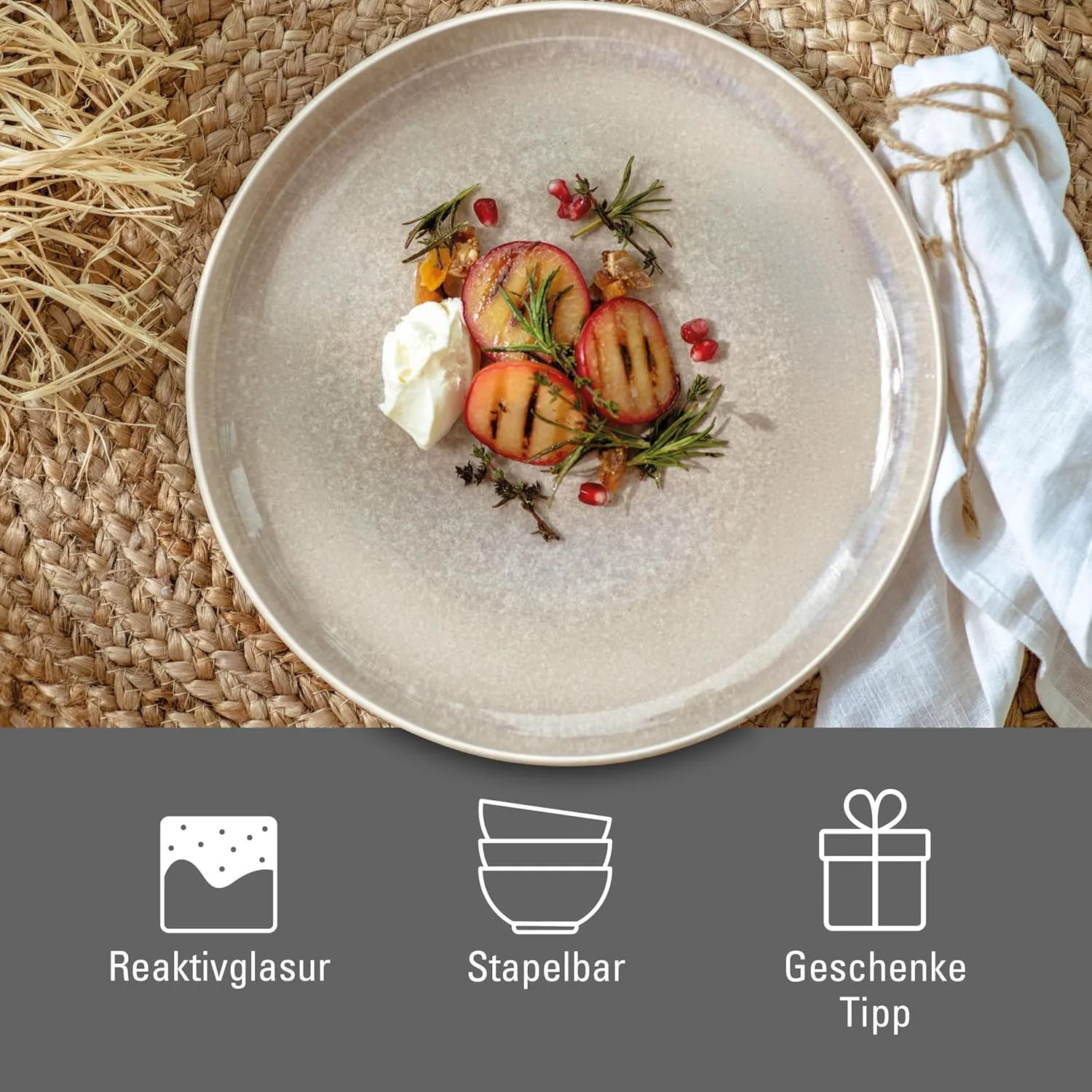 Perlemor Sand Flat plate 27x27x3cm