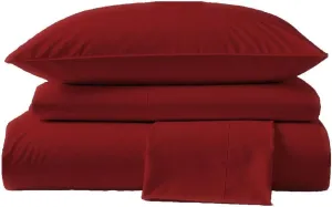 Peru Pima Bed Sheet Set – Queen Size, 4 Pieces, 100% Peruvian Pima Cotton, Percale, 415 Thread Count, Cooling, Breathable & Soft, Hotel-Quality Bedding, Burgundy