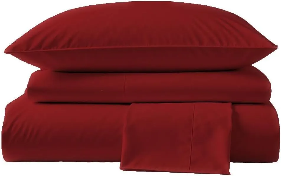 Peru Pima Bed Sheet Set – Queen Size, 4 Pieces, 100% Peruvian Pima Cotton, Percale, 415 Thread Count, Cooling, Breathable & Soft, Hotel-Quality Bedding, Burgundy