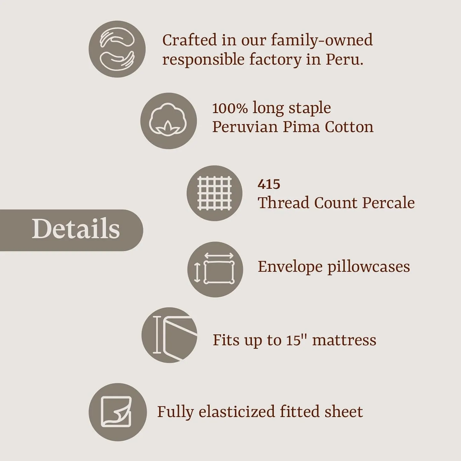 Peru Pima Bed Sheet Set – Queen Size, 4 Pieces, 100% Peruvian Pima Cotton, Percale, 415 Thread Count, Cooling, Breathable & Soft, Hotel-Quality Bedding, Nautical Stripe Blue