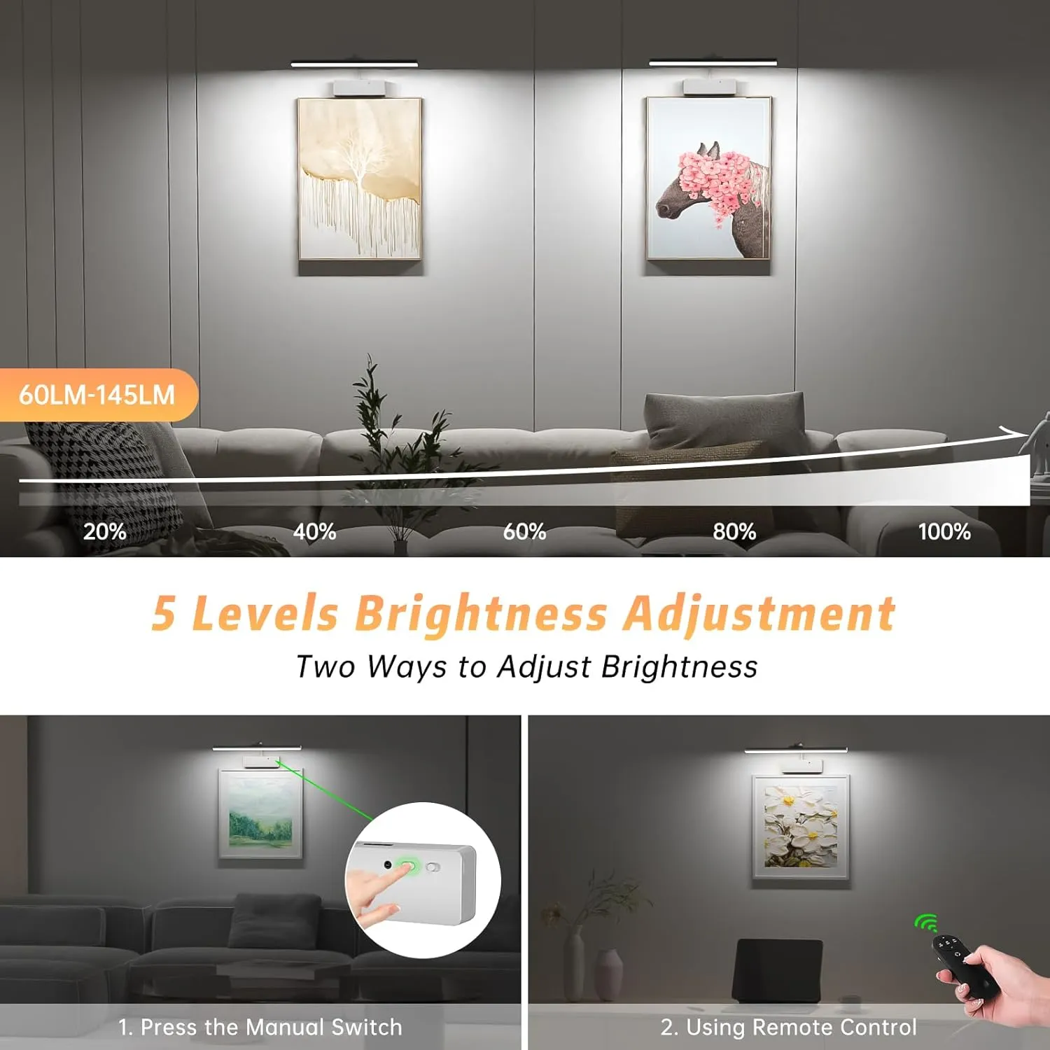Picture Light with Remote, 15.35inch Wireless Rechargeable Battery Wall Light for Paintings, 3 Colors Paintings Light Dimmable &Timer Metal Art Light for Display, Wall, Artwork, Gallery (Silver)