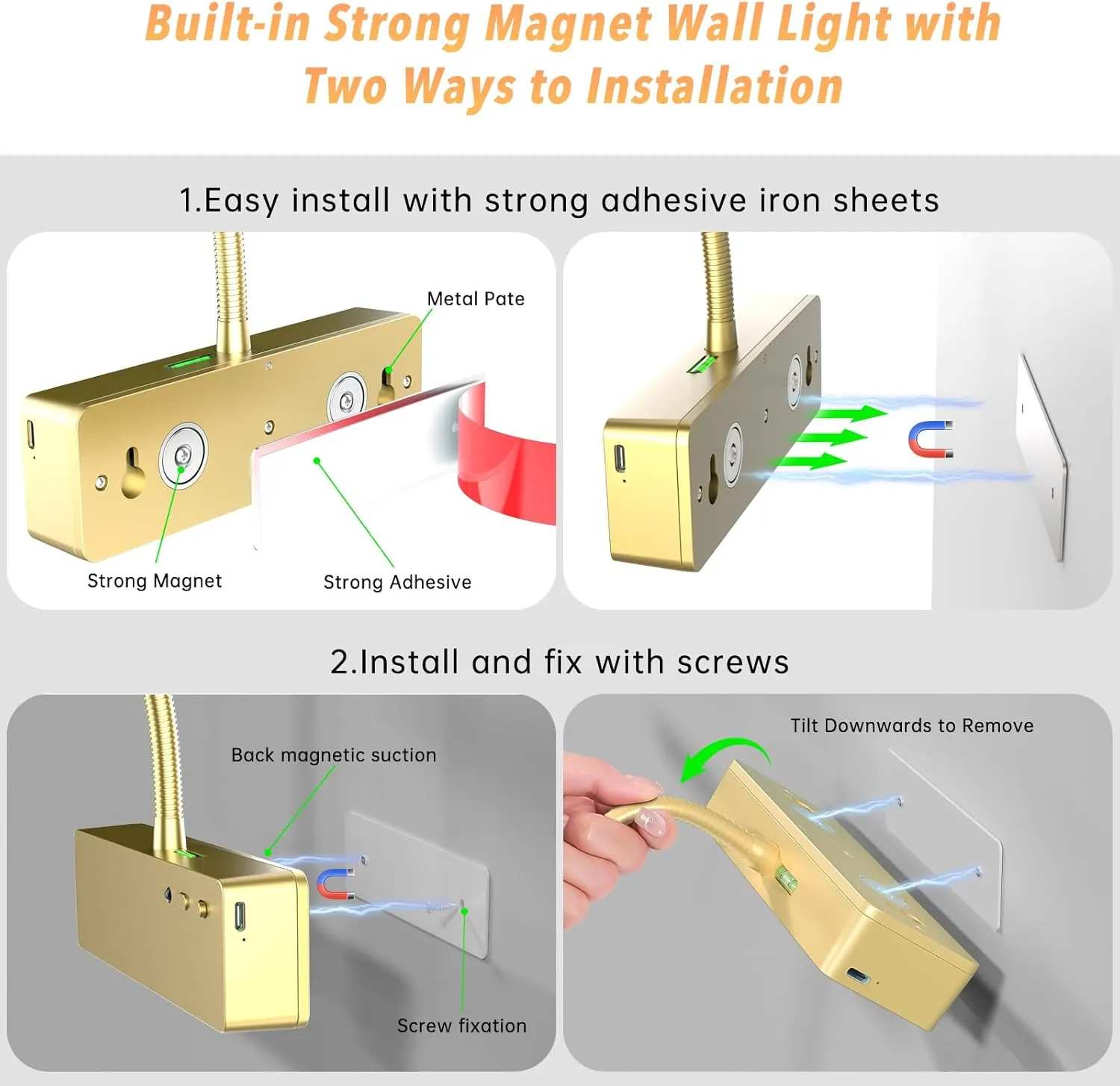 Picture Light with Remote, 15.35inch Wireless Rechargeable Battery Wall Light for Paintings, 3 Colors Paintings Light Dimmable and Timer Metal Art Light for Display, Wall, Artwork, Gallery (Gold) 2PCS