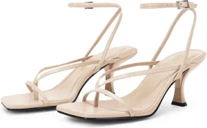 PiePieBuy Women's Lace Up Heeled Sandals Square Flip Flop High Heels Strappy Party Shoes