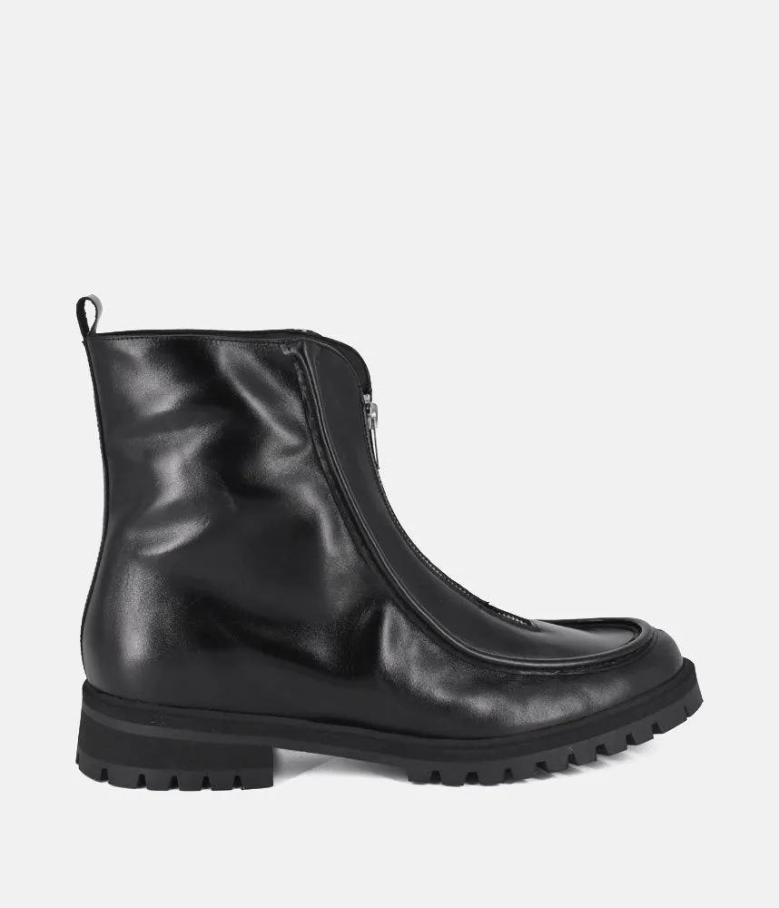 PieSanto Fabulous Front Zip Leather Ankle Boots