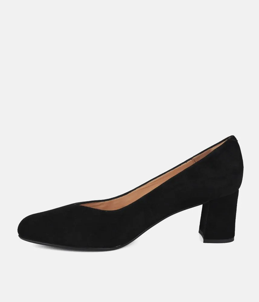 PieSanto Premium Black Suede Block Heels