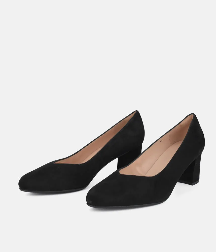 PieSanto Premium Black Suede Block Heels