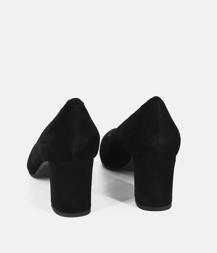 PieSanto Premium Black Suede Block Heels