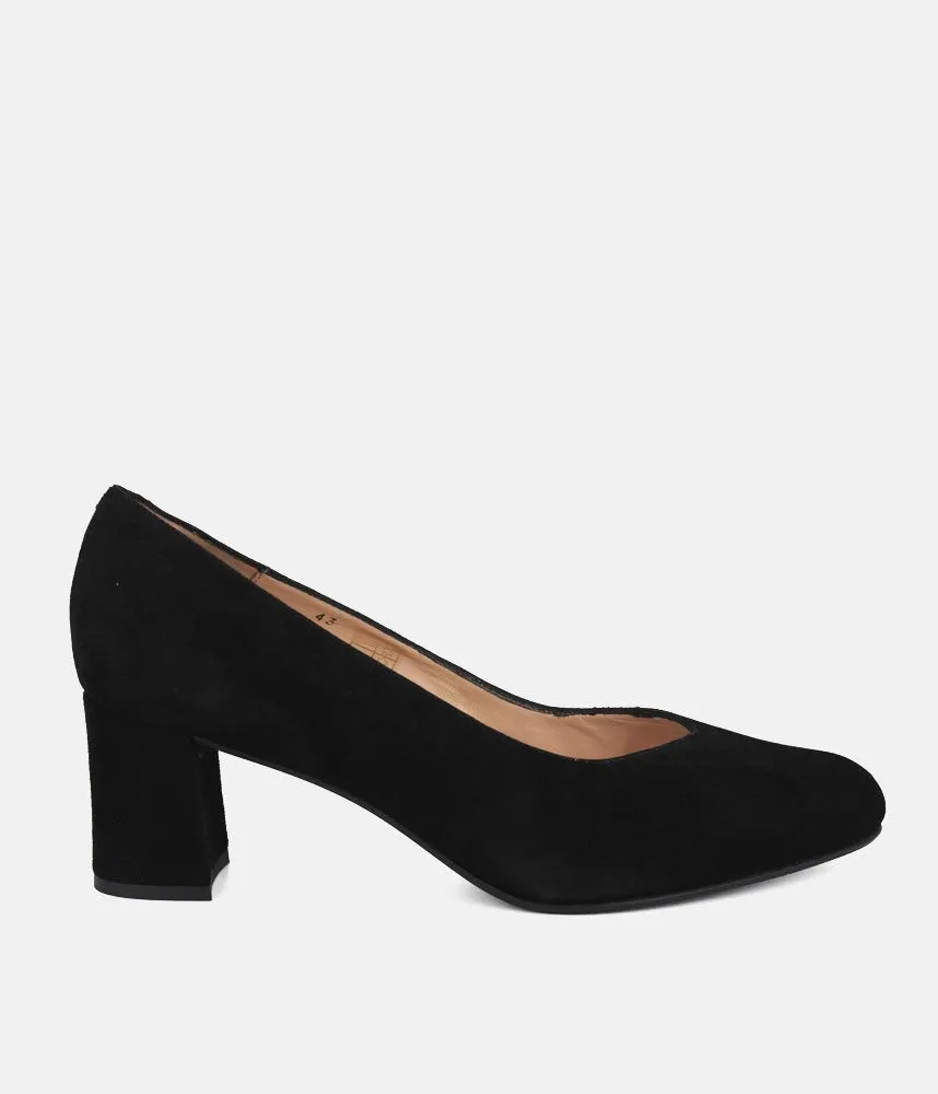 PieSanto Premium Black Suede Block Heels