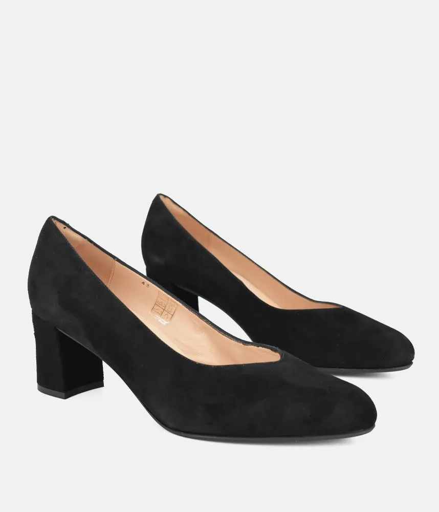 PieSanto Premium Black Suede Block Heels