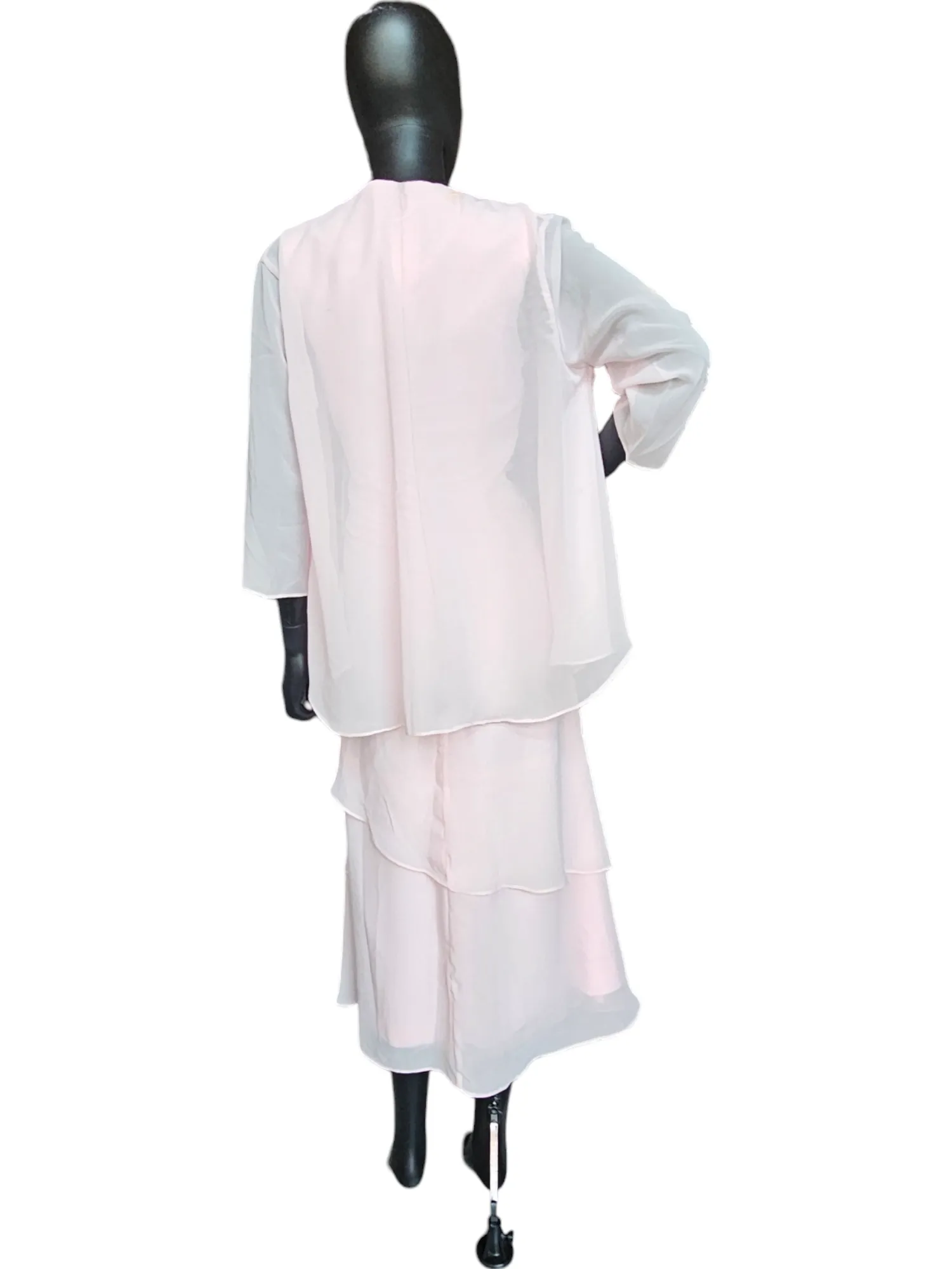 Pink Ankle Tiered Chiffon W/Jacket - Lavetir