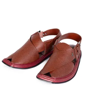 Plain Red Peshawari Chappal - J. Junaid Jamshed