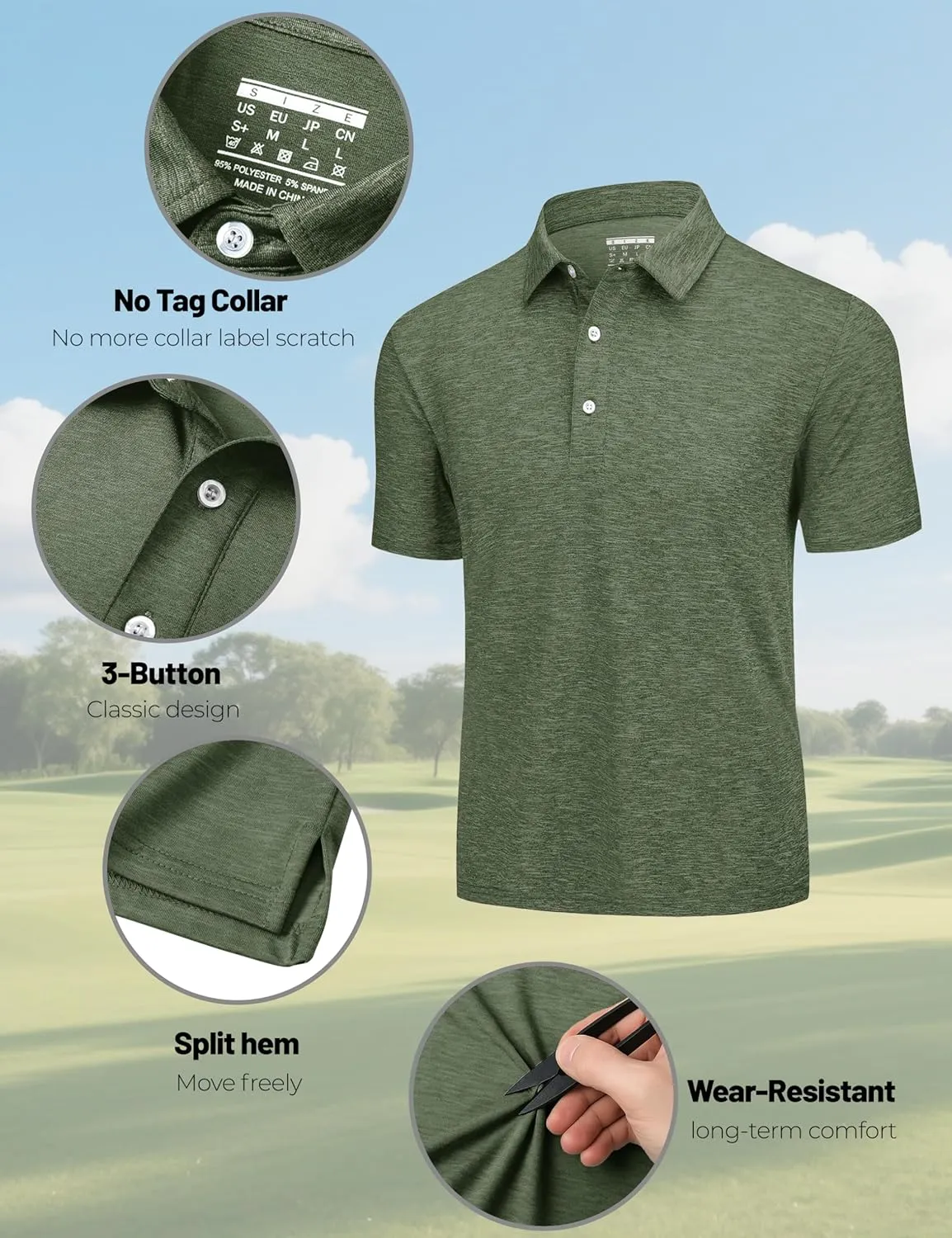Polo Shirts for Men Performance Mens Golf Shirt Dry Fit Collared Polo Shirts Short Sleeve Moisture Wicking