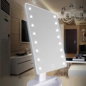 Portable, 3 Colors, Light Modes, USB Charging, LED Light, Square Makeup Mirror, with Light, Touch Screen, Desktop