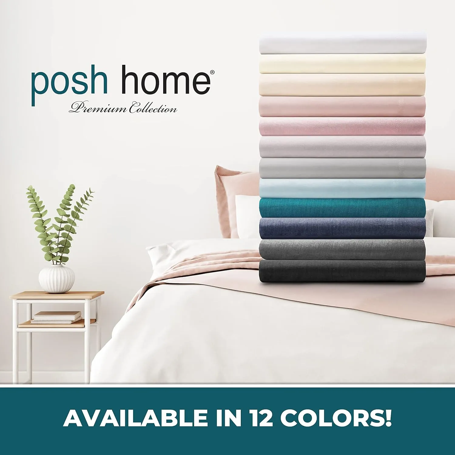 Posh Home 4-Piece Jersey Bed Sheet Set King, Navy: T-Shirt Breathable & Soft Cotton Blend Jersey Sheets Includes Flat Sheet, Fitted Sheet, & 2 Pillowcases