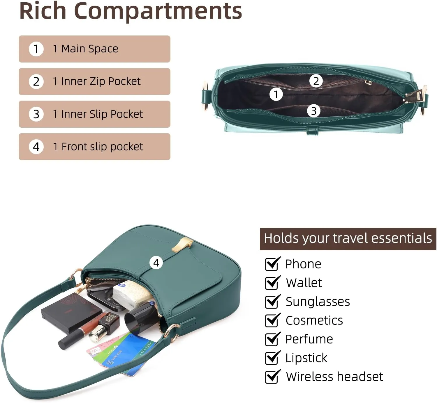 Prettyzys Crescent Shoulder Bag for Women, Vintage Retro Vegan Leather Clutch Tote Handbags Crossbody Bags Handbag for Women