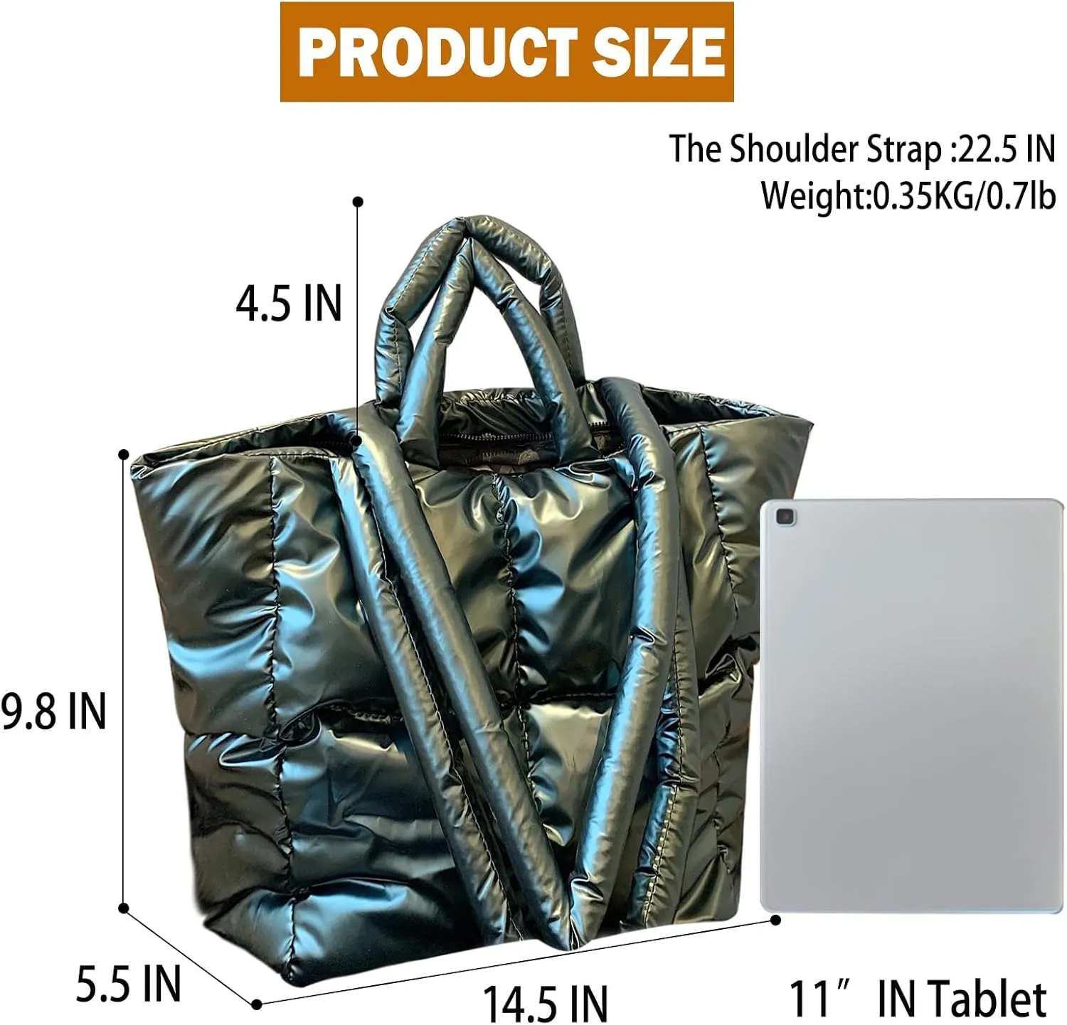 Puffer Tote Bag for Women,Light Weight Quilted Puffy Shoulder Handbag,Padded Down Hobo Purse for Girl