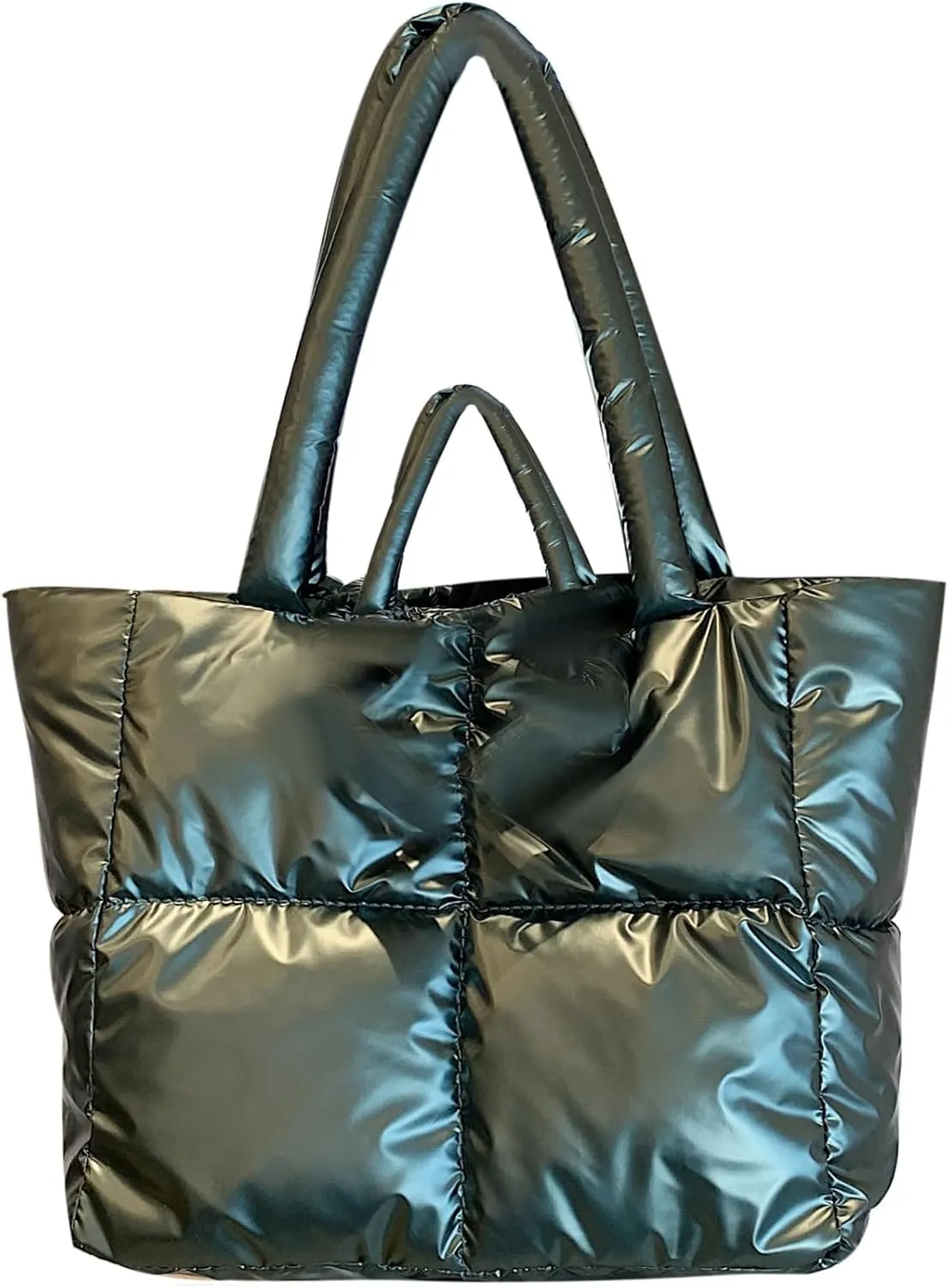 Puffer Tote Bag for Women,Light Weight Quilted Puffy Shoulder Handbag,Padded Down Hobo Purse for Girl