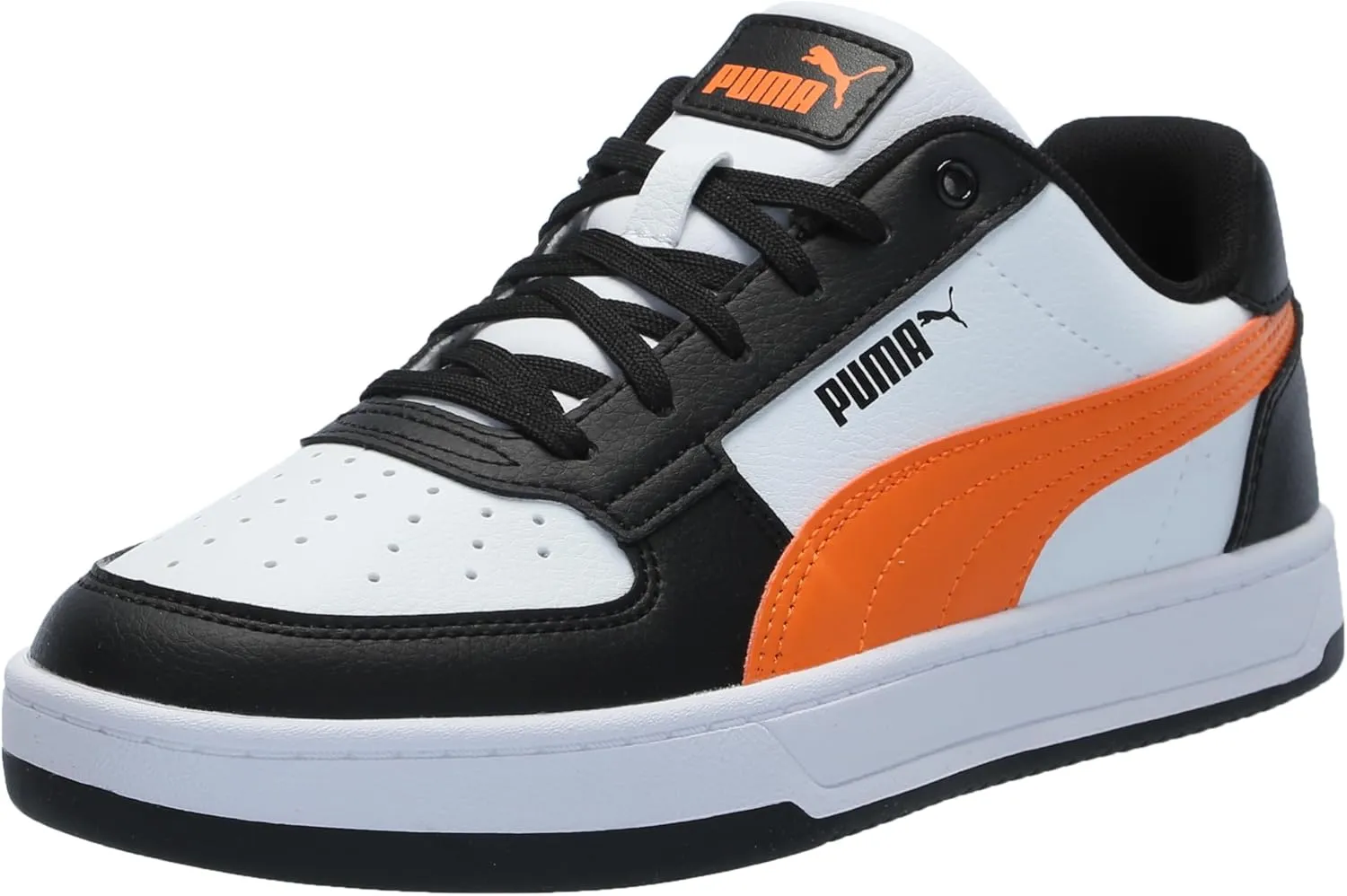 PUMA Caven Sneaker, White-Rickie Orange Black, 4.5 US Unisex Big Kid