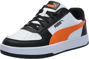 PUMA Caven Sneaker, White-Rickie Orange Black, 4.5 US Unisex Big Kid