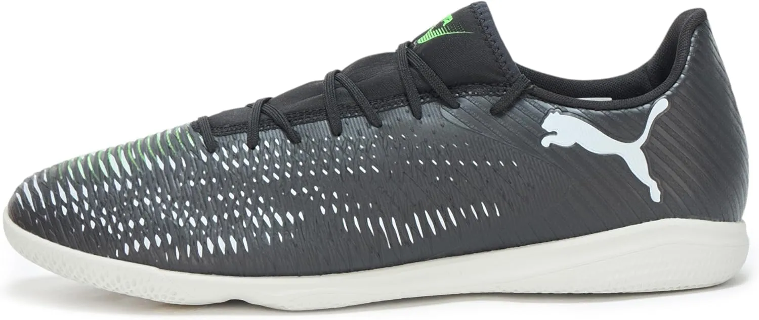 PUMA Men's Future 8 Play Indoor Soccer Shoes, Black-Cool Light Gray-Fluo Green, 11