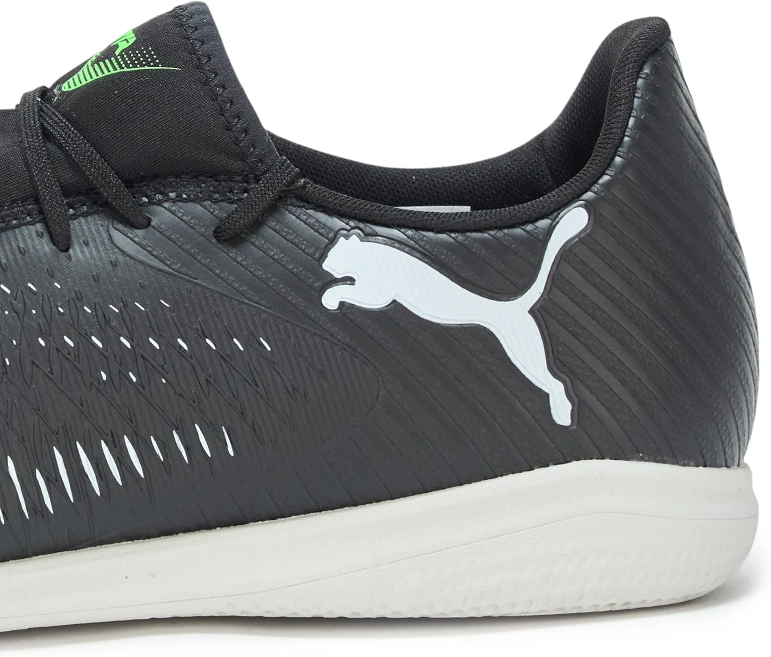 PUMA Men's Future 8 Play Indoor Soccer Shoes, Black-Cool Light Gray-Fluo Green, 11