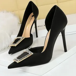 Pumps Metal Rhinestone Lady Heels Luxury Party Shoes Elegant Women's High Heels