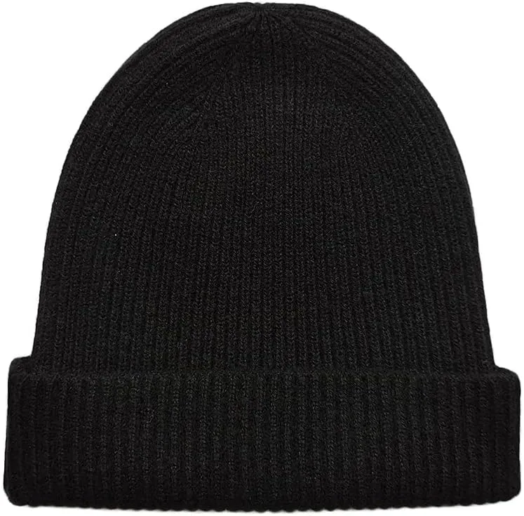 Pure Cashmere Fisherman Ribbed Beanie Hat Skull Cap for Women Men Unisex in 3ply Yarns, Made by Prime Cashmere Yarns