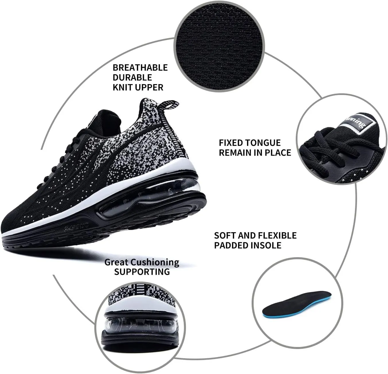 QAUPPE Mens Running Shoes Athletic Trail Tennis Sneaker (US7-12.5 D(M)