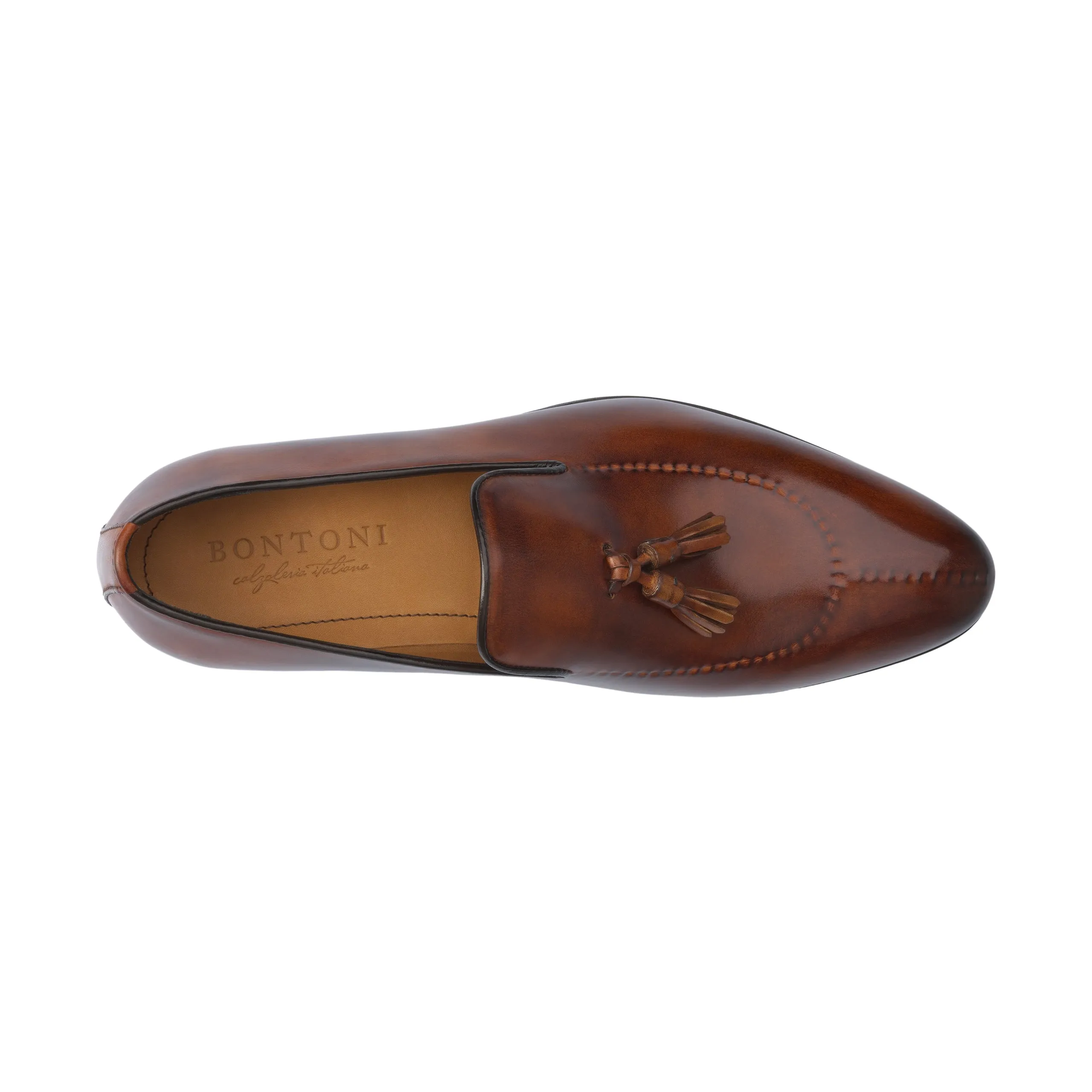 "Magnifico Reverse" Loafer with Tassels in Whisky