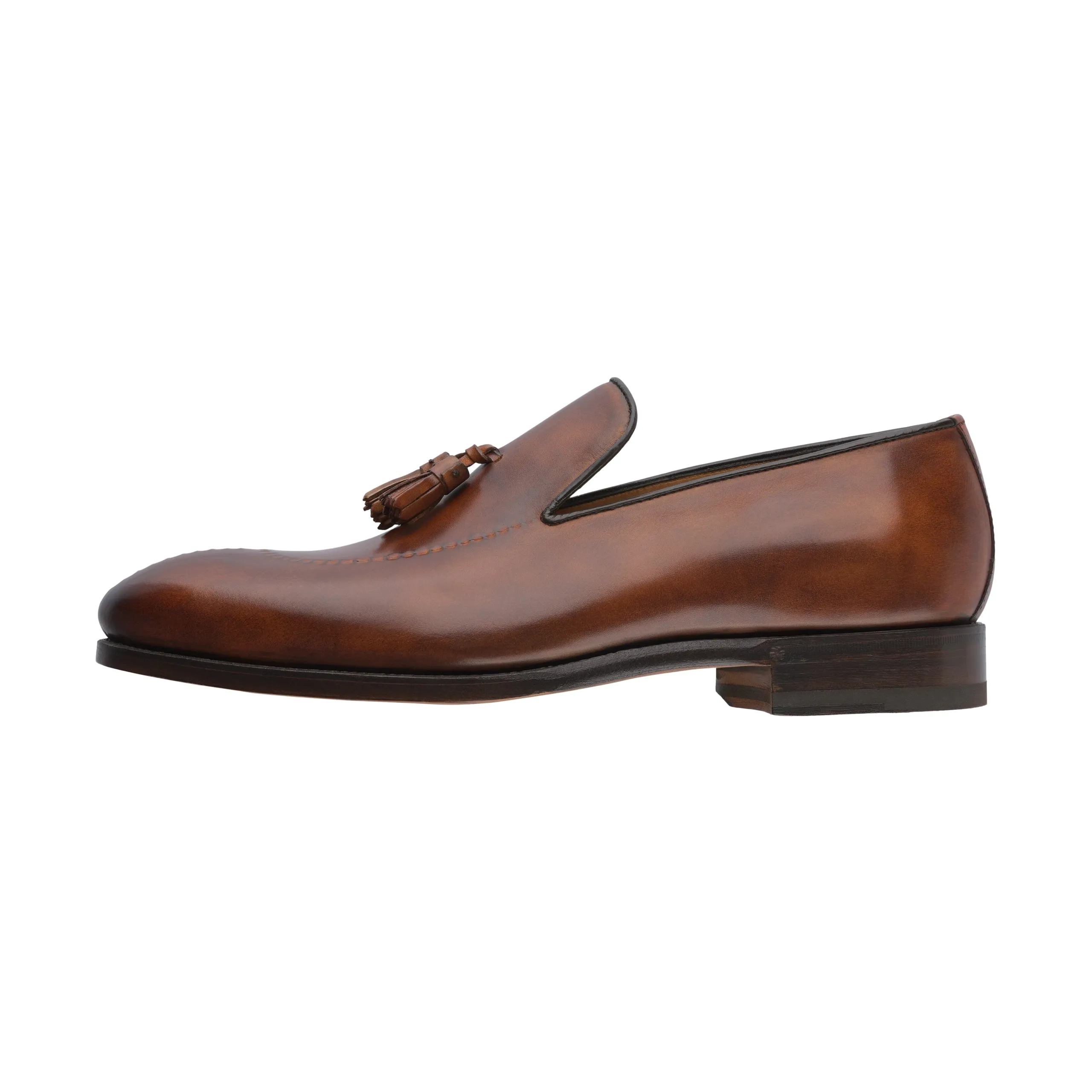 "Magnifico Reverse" Loafer with Tassels in Whisky